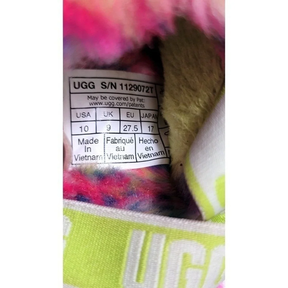 Colorful‎ Ugg Kids Fluffy Rainbow Sandals Size 10
